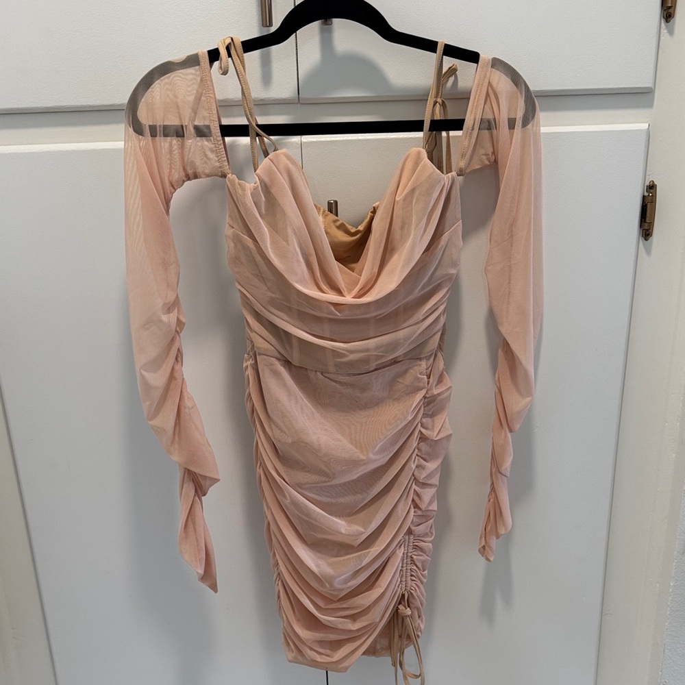 Oh Polly Elegant Ruched Pink Dress